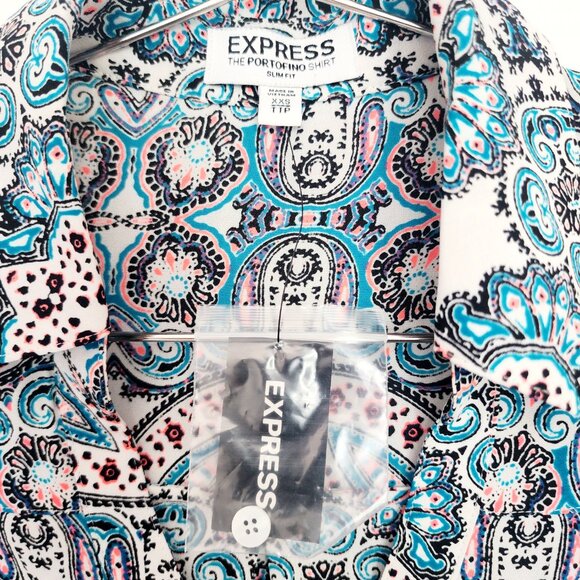 NWT. Express Portofino Slim Convertible Shirt, Size XXS - Picture 5 of 6